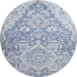 Piper Looms Mayfield Traditional AMF774 Denim Machine Washable Area Rug Round Main Image