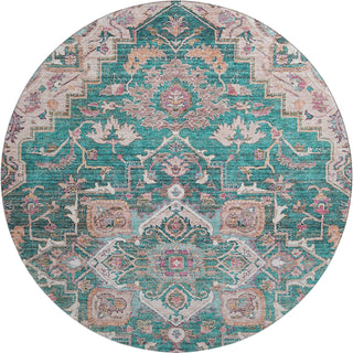 Piper Looms Mayfield Traditional AMF774 Emerald Machine Washable Area Rug Round Main Image