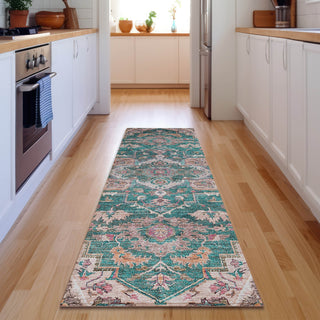 Piper Looms Mayfield Traditional AMF774 Emerald Machine Washable Area Rug Runner Lifestyle Image Feature