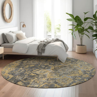 Piper Looms Mayfield Traditional AMF774 Gray Machine Washable Area Rug Round Lifestyle Image Feature