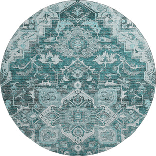 Piper Looms Mayfield Traditional AMF774 Teal Machine Washable Area Rug Round Main Image