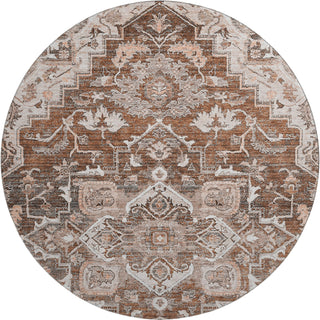 Piper Looms Mayfield Traditional AMF774 Terracotta Machine Washable Area Rug Round Main Image