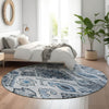 Piper Looms Mayfield Moroccan AMF775 Blue Machine Washable Area Rug Round Lifestyle Image Feature