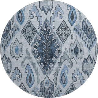 Piper Looms Mayfield Moroccan AMF775 Blue Machine Washable Area Rug Round Main Image