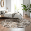 Piper Looms Mayfield Moroccan AMF775 Brown Machine Washable Area Rug Round Lifestyle Image Feature
