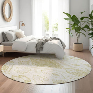 Piper Looms Mayfield Moroccan AMF776 Beige Machine Washable Area Rug Round Lifestyle Image Feature