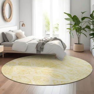 Piper Looms Mayfield Moroccan AMF776 Gold Machine Washable Area Rug Round Lifestyle Image Feature