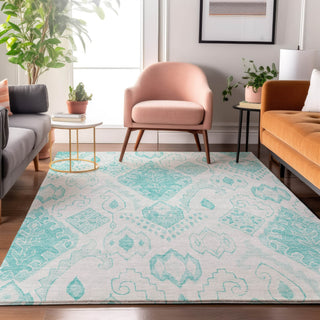 Piper Looms Mayfield Moroccan AMF776 Teal Machine Washable Area Rug Lifestyle Image Feature