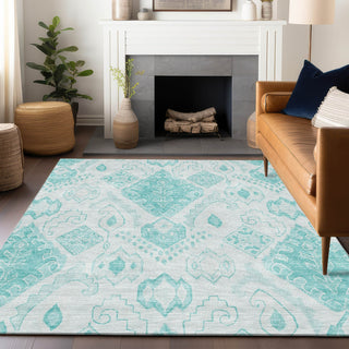 Piper Looms Mayfield Moroccan AMF776 Teal Machine Washable Area Rug Lifestyle Image Feature