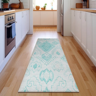Piper Looms Mayfield Moroccan AMF776 Teal Machine Washable Area Rug Runner Lifestyle Image Feature