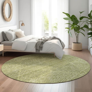 Piper Looms Mayfield Geometric AMF777 Aloe Machine Washable Area Rug Round Lifestyle Image Feature