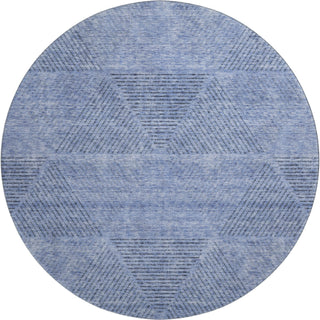 Piper Looms Mayfield Geometric AMF777 Blue Machine Washable Area Rug Round Main Image