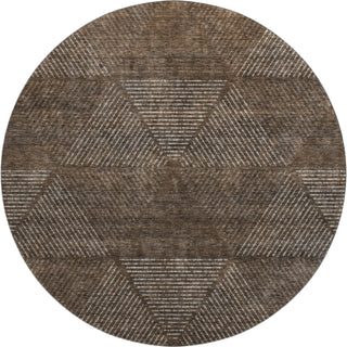Piper Looms Mayfield Geometric AMF777 Brown Machine Washable Area Rug Round Main Image