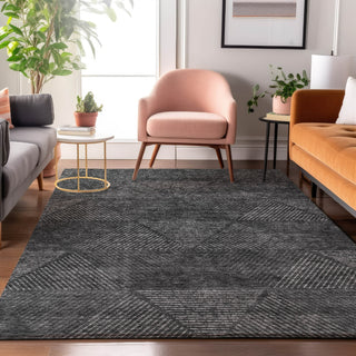 Piper Looms Mayfield Geometric AMF777 Charcoal Machine Washable Area Rug Lifestyle Image Feature
