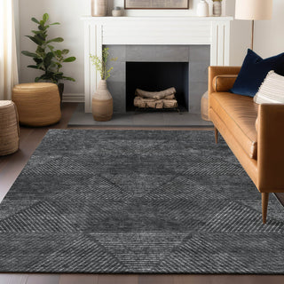 Piper Looms Mayfield Geometric AMF777 Charcoal Machine Washable Area Rug Lifestyle Image Feature