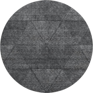 Piper Looms Mayfield Geometric AMF777 Charcoal Machine Washable Area Rug Round Main Image