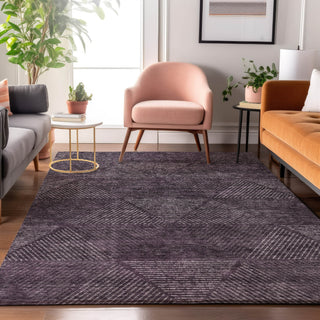 Piper Looms Mayfield Geometric AMF777 Eggplant Machine Washable Area Rug Lifestyle Image Feature