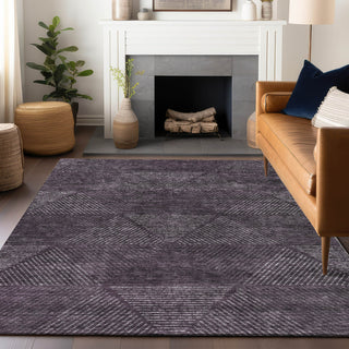 Piper Looms Mayfield Geometric AMF777 Eggplant Machine Washable Area Rug Lifestyle Image Feature