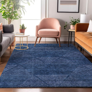 Piper Looms Mayfield Geometric AMF777 Navy Machine Washable Area Rug Lifestyle Image Feature