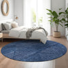 Piper Looms Mayfield Geometric AMF777 Navy Machine Washable Area Rug Round Lifestyle Image Feature