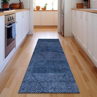 Piper Looms Mayfield Geometric AMF777 Navy Machine Washable Area Rug Runner Lifestyle Image Feature