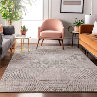 Piper Looms Mayfield Geometric AMF777 Taupe Machine Washable Area Rug Lifestyle Image Feature