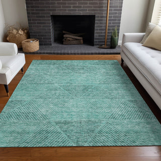 Piper Looms Mayfield Geometric AMF777 Teal Machine Washable Area Rug Lifestyle Image Feature