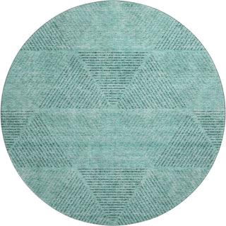 Piper Looms Mayfield Geometric AMF777 Teal Machine Washable Area Rug Round Main Image
