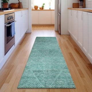 Piper Looms Mayfield Geometric AMF777 Teal Machine Washable Area Rug Runner Lifestyle Image Feature