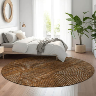Piper Looms Mayfield Geometric AMF777 Terracotta Machine Washable Area Rug Round Lifestyle Image Feature