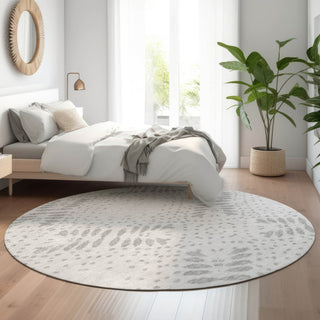 Piper Looms Mayfield Floral AMF778 Gray Machine Washable Area Rug Round Lifestyle Image Feature