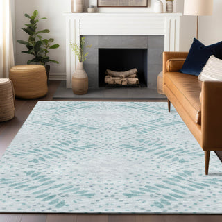 Piper Looms Mayfield Floral AMF778 Teal Machine Washable Area Rug Lifestyle Image Feature