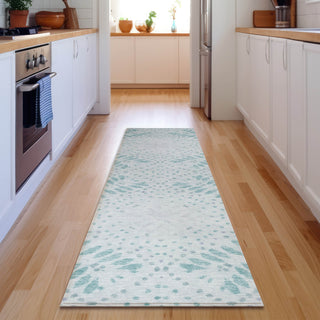 Piper Looms Mayfield Floral AMF778 Teal Machine Washable Area Rug Runner Lifestyle Image Feature