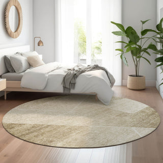 Piper Looms Mayfield Modern AMF779 Beige Machine Washable Area Rug Round Lifestyle Image Feature