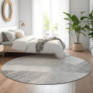 Piper Looms Mayfield Modern AMF779 Gray Machine Washable Area Rug Round Lifestyle Image Feature