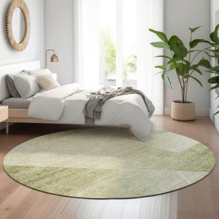 Piper Looms Mayfield Modern AMF779 Sage Machine Washable Area Rug Round Lifestyle Image Feature