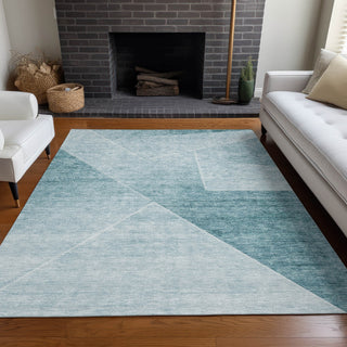 Piper Looms Mayfield Modern AMF779 Teal Machine Washable Area Rug Lifestyle Image Feature