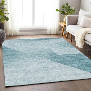 Piper Looms Mayfield Modern AMF779 Teal Machine Washable Area Rug Lifestyle Image Feature