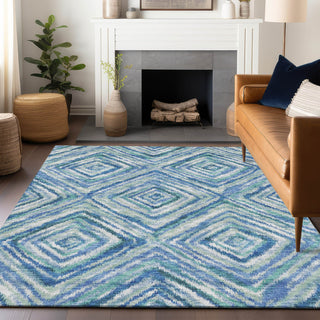 Piper Looms Mayfield Diamonds AMF780 Blue Machine Washable Area Rug Lifestyle Image Feature