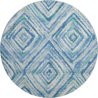 Piper Looms Mayfield Diamonds AMF780 Blue Machine Washable Area Rug Round Main Image