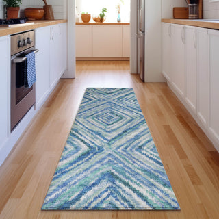 Piper Looms Mayfield Diamonds AMF780 Blue Machine Washable Area Rug Runner Lifestyle Image Feature