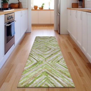 Piper Looms Mayfield Diamonds AMF780 Green Machine Washable Area Rug Runner Lifestyle Image Feature