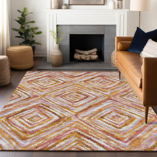 Piper Looms Mayfield Diamonds AMF780 Orange Machine Washable Area Rug Lifestyle Image Feature