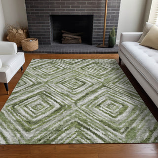 Piper Looms Mayfield Diamonds AMF781 Aloe Machine Washable Area Rug Lifestyle Image Feature