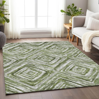 Piper Looms Mayfield Diamonds AMF781 Aloe Machine Washable Area Rug Lifestyle Image Feature