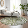 Piper Looms Mayfield Diamonds AMF781 Aloe Machine Washable Area Rug Round Lifestyle Image Feature