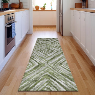 Piper Looms Mayfield Diamonds AMF781 Aloe Machine Washable Area Rug Runner Lifestyle Image Feature