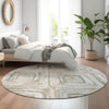 Piper Looms Mayfield Diamonds AMF781 Beige Machine Washable Area Rug Round Lifestyle Image Feature