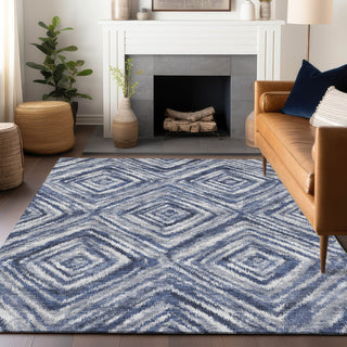 Piper Looms Mayfield Diamonds AMF781 Blue Machine Washable Area Rug Lifestyle Image Feature