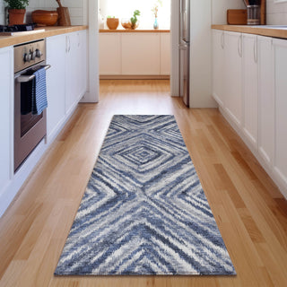 Piper Looms Mayfield Diamonds AMF781 Blue Machine Washable Area Rug Runner Lifestyle Image Feature